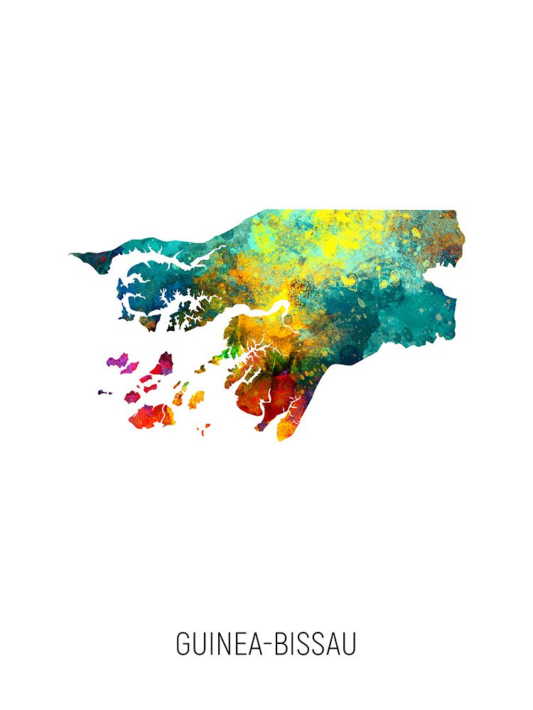 Guinea-Bissau Watercolor Map art print by Michael Tompsett for $57.95 CAD