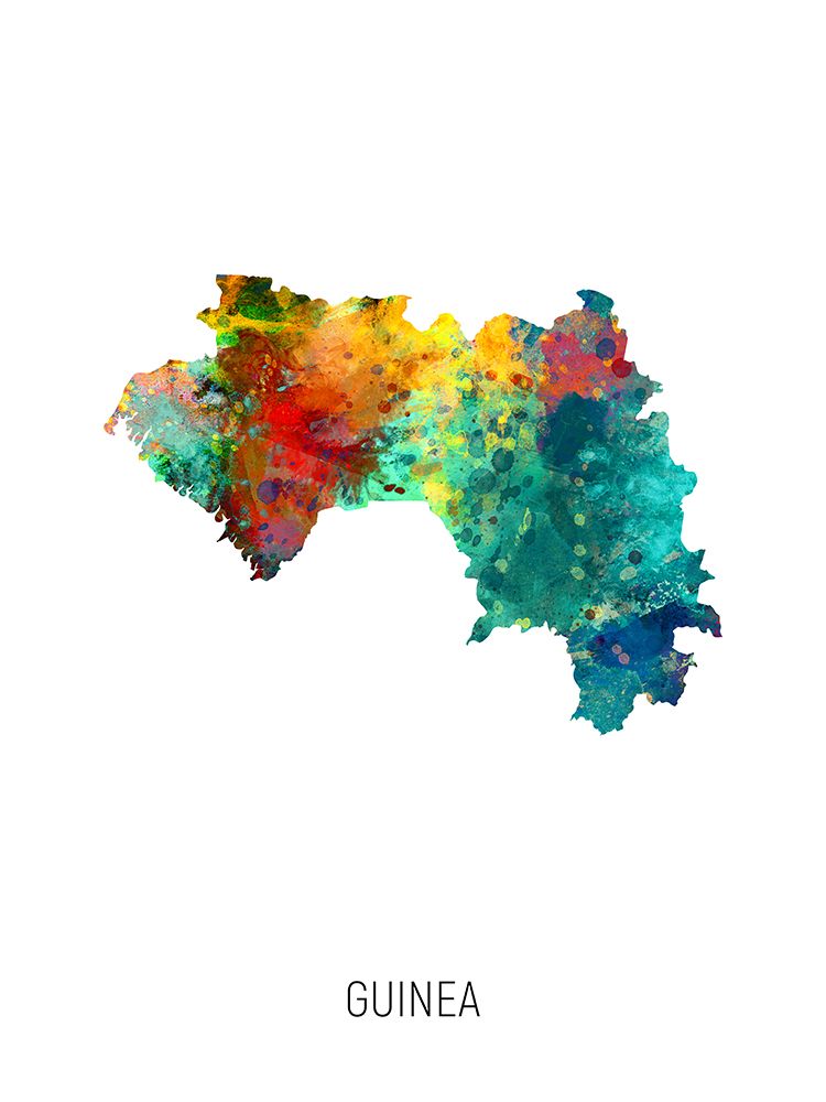 Guinea Watercolor Map art print by Michael Tompsett for $57.95 CAD