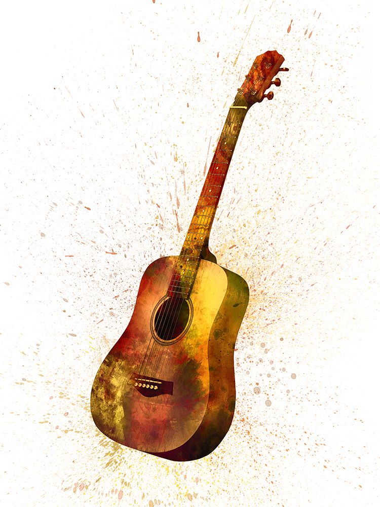 Acoustic Guitar Abstract Watercolor art print by Michael Tompsett for $57.95 CAD