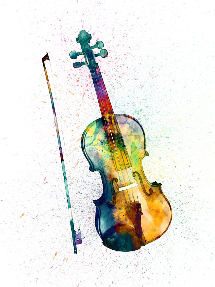 Violin Abstract Watercolor art print by Michael Tompsett for $57.95 CAD