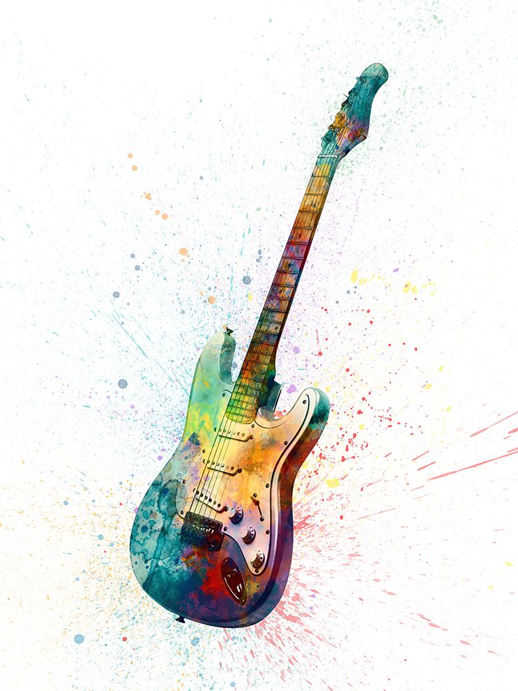 Electric Guitar Abstract Watercolor art print by Michael Tompsett for $57.95 CAD