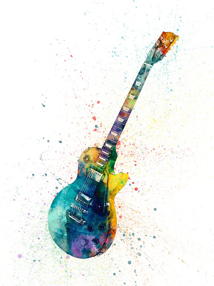 Electric Guitar Abstract Watercolor II art print by Michael Tompsett for $57.95 CAD