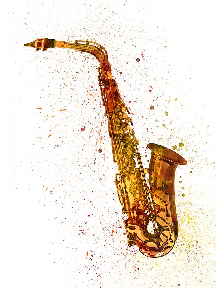 Saxophone Abstract Watercolor art print by Michael Tompsett for $57.95 CAD