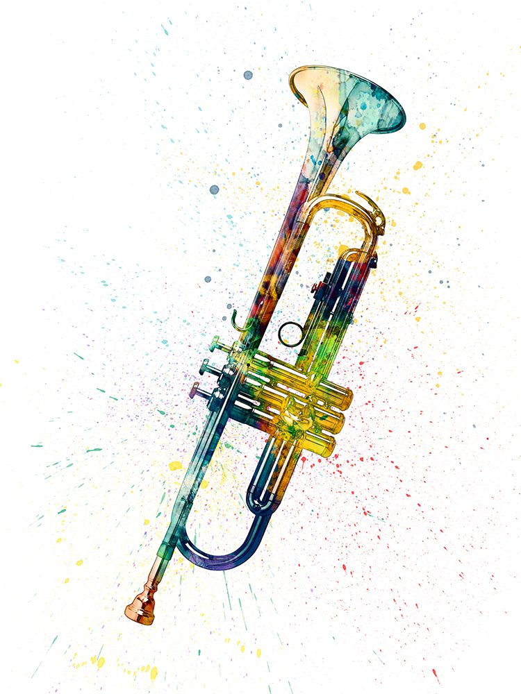 Trumpet Abstract Watercolor art print by Michael Tompsett for $57.95 CAD