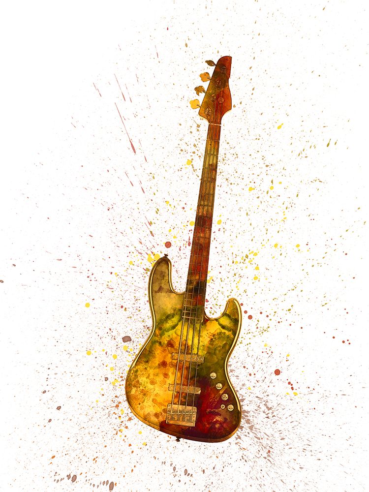 Electric Bass Guitar Abstract Watercolor art print by Michael Tompsett for $57.95 CAD