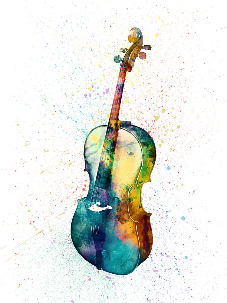 Cello Abstract Watercolor art print by Michael Tompsett for $57.95 CAD