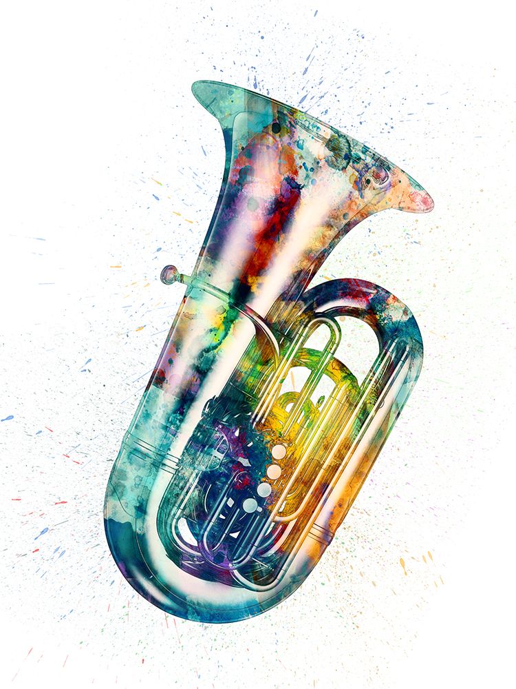 Tuba Abstract Watercolor art print by Michael Tompsett for $57.95 CAD