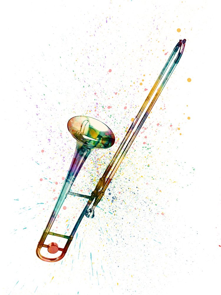 Trombone Abstract Watercolor art print by Michael Tompsett for $57.95 CAD