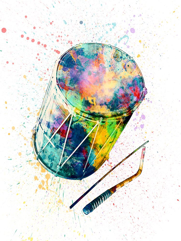 Dhol Drum Abstract Watercolor art print by Michael Tompsett for $57.95 CAD