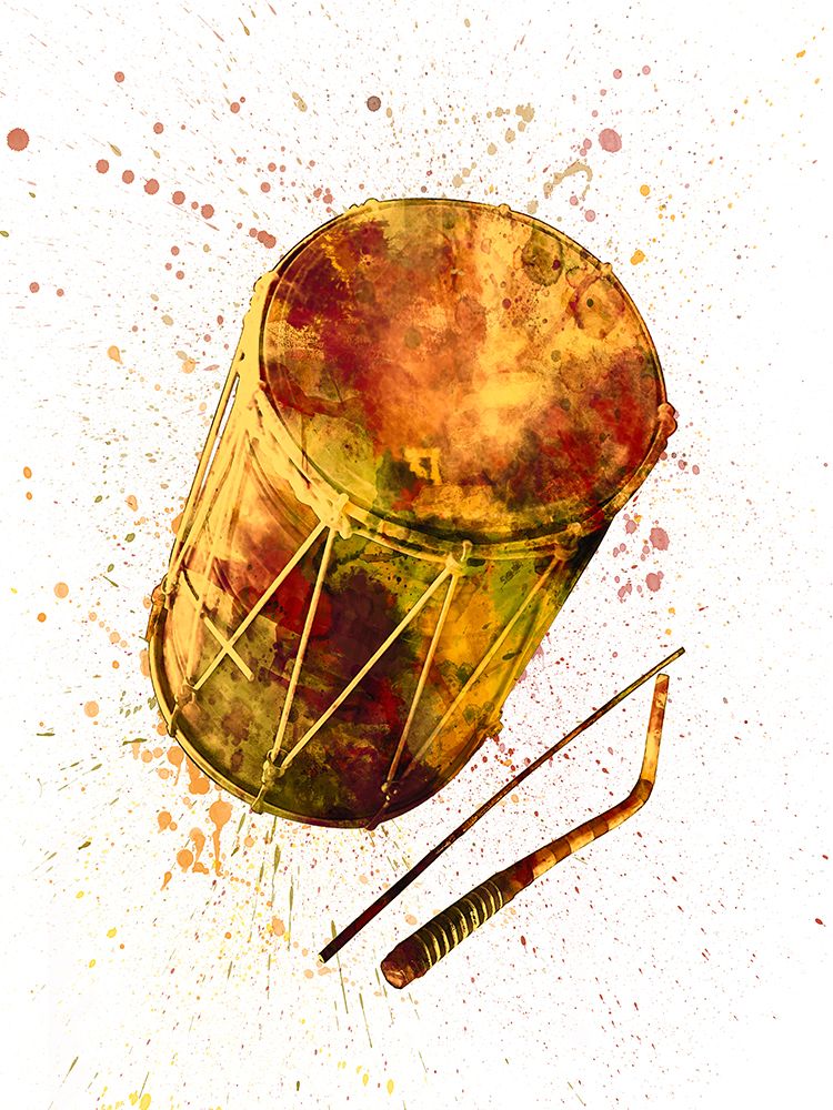 Dhol Drum Abstract Watercolor art print by Michael Tompsett for $57.95 CAD
