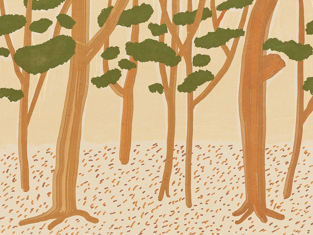 Brown forest a landscape painting art print by Little Dean for $57.95 CAD