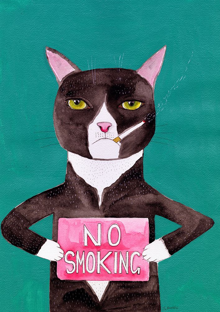 Smoking cat art print by Sharyn Bursic for $57.95 CAD