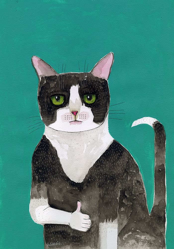 Cat thumbs up art print by Sharyn Bursic for $57.95 CAD