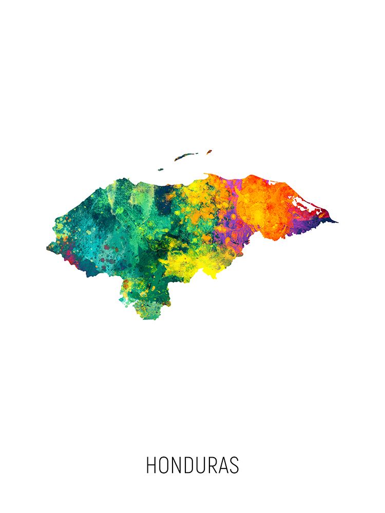 Honduras Watercolor Map art print by Michael Tompsett for $57.95 CAD