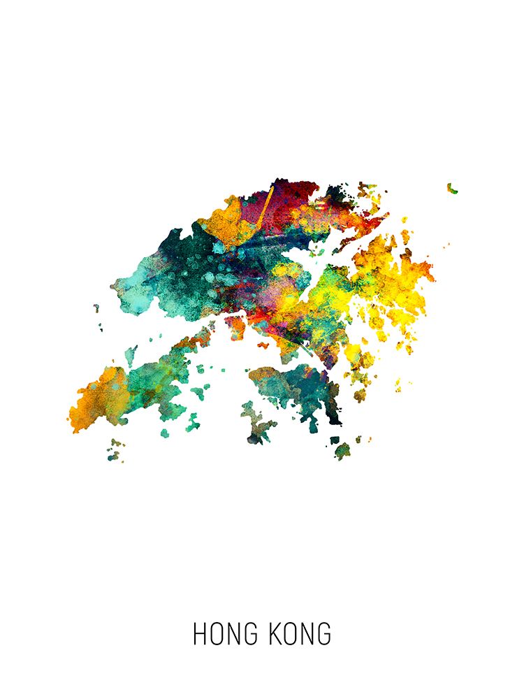 Hong Kong Watercolor Map art print by Michael Tompsett for $57.95 CAD
