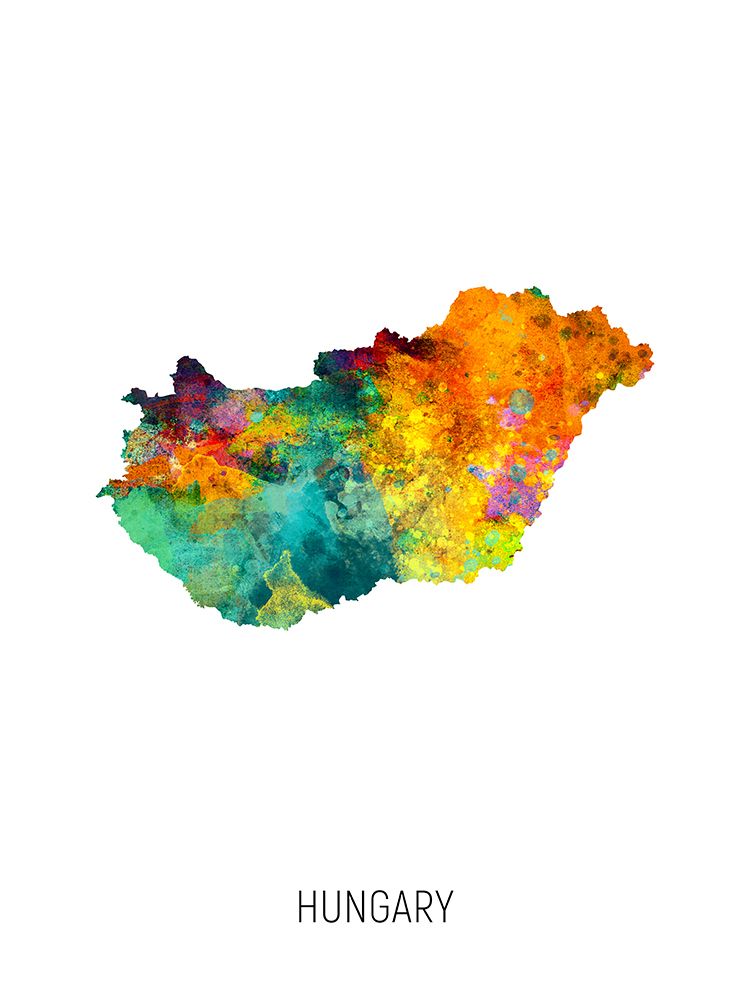 Hungary Watercolor Map art print by Michael Tompsett for $57.95 CAD
