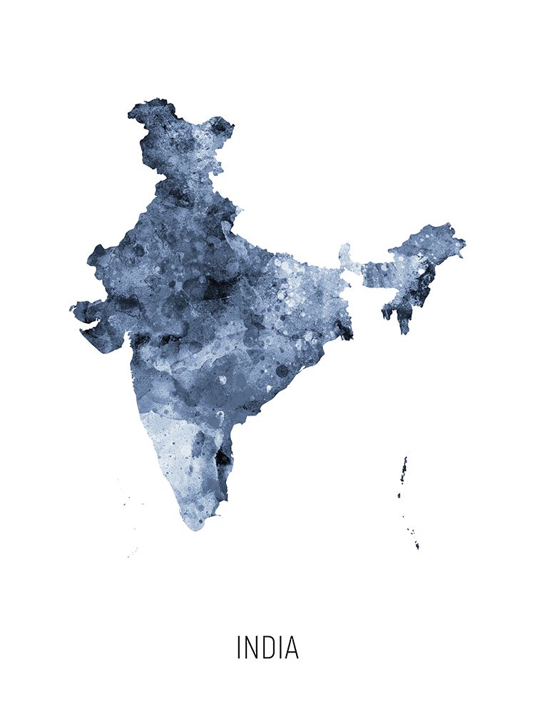 India Watercolor Map art print by Michael Tompsett for $57.95 CAD