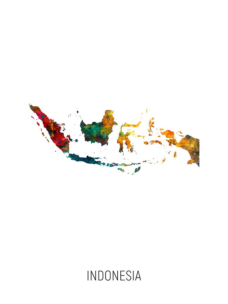 Indonesia Watercolor Map art print by Michael Tompsett for $57.95 CAD