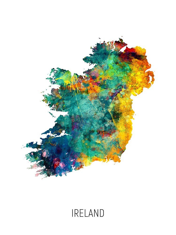 Ireland Watercolor Map art print by Michael Tompsett for $57.95 CAD