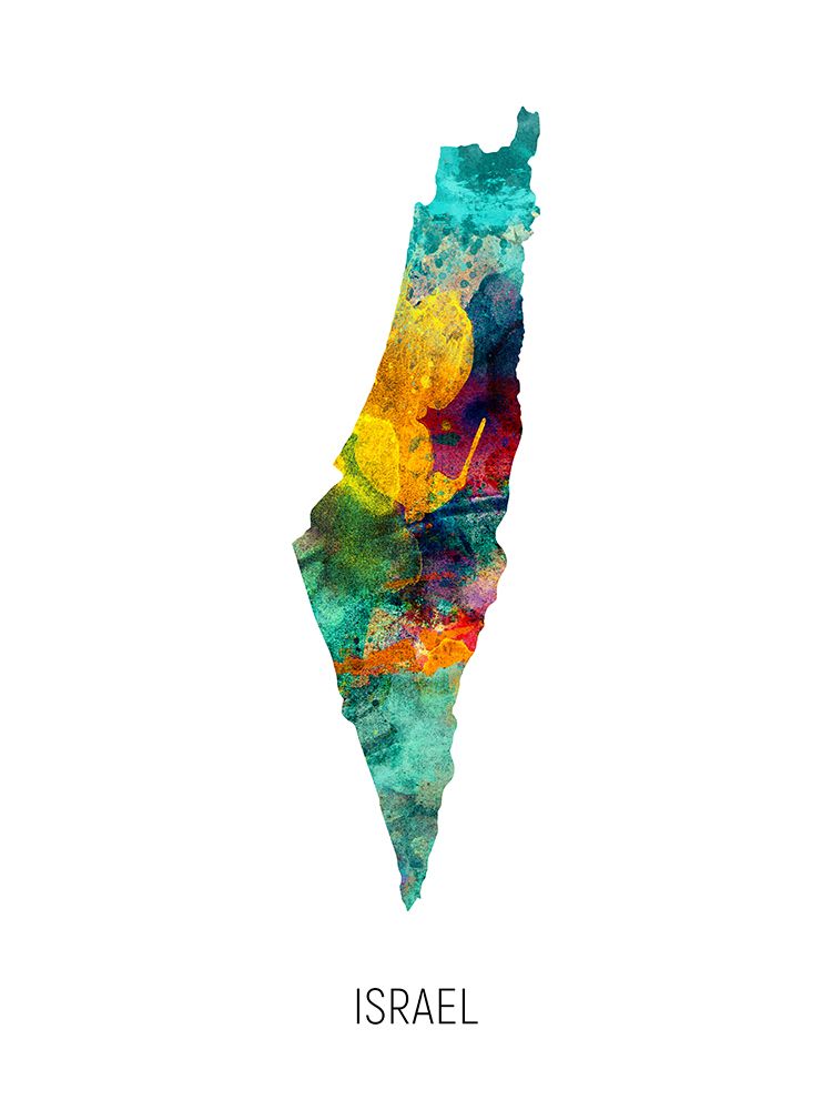 Israel Watercolor Map art print by Michael Tompsett for $57.95 CAD