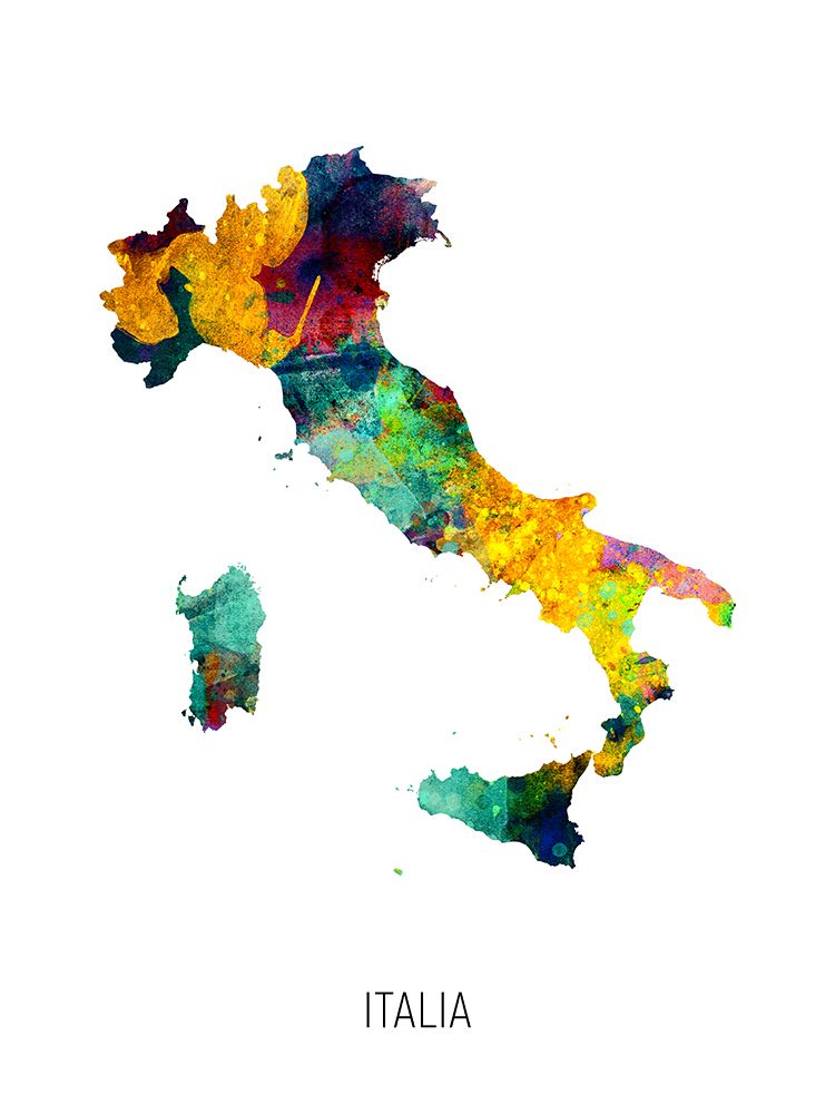 Italia Watercolor Map art print by Michael Tompsett for $57.95 CAD