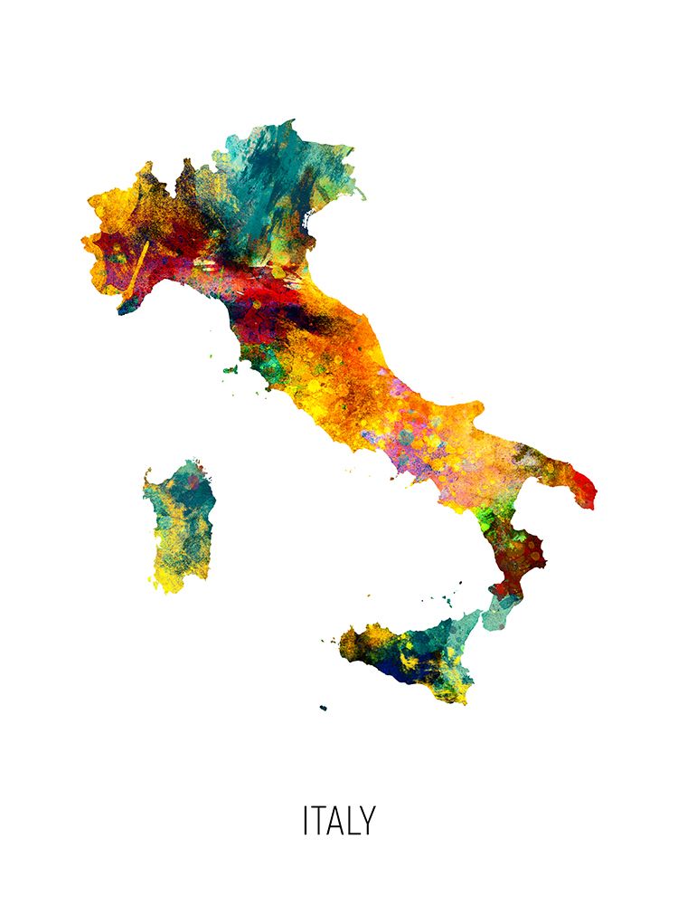 Italy Watercolor Map art print by Michael Tompsett for $57.95 CAD