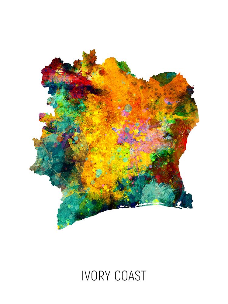 Ivory Coast Watercolor Map art print by Michael Tompsett for $57.95 CAD