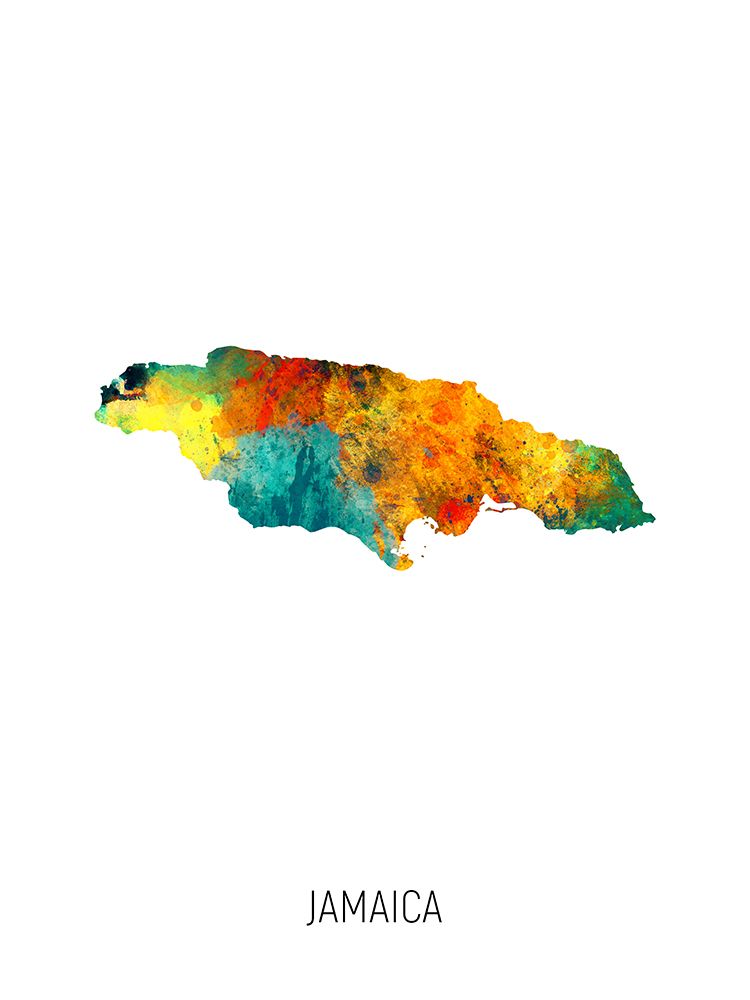 Jamaica Watercolor Map art print by Michael Tompsett for $57.95 CAD