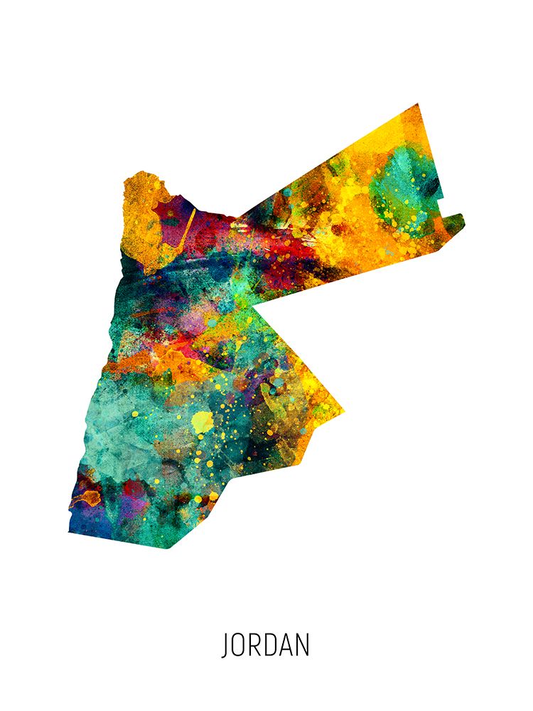 Jordan Watercolor Map art print by Michael Tompsett for $57.95 CAD