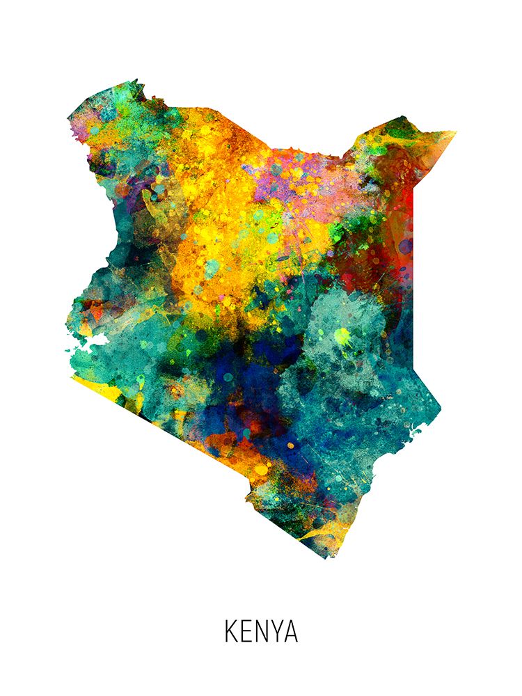 Kenya Watercolor Map art print by Michael Tompsett for $57.95 CAD