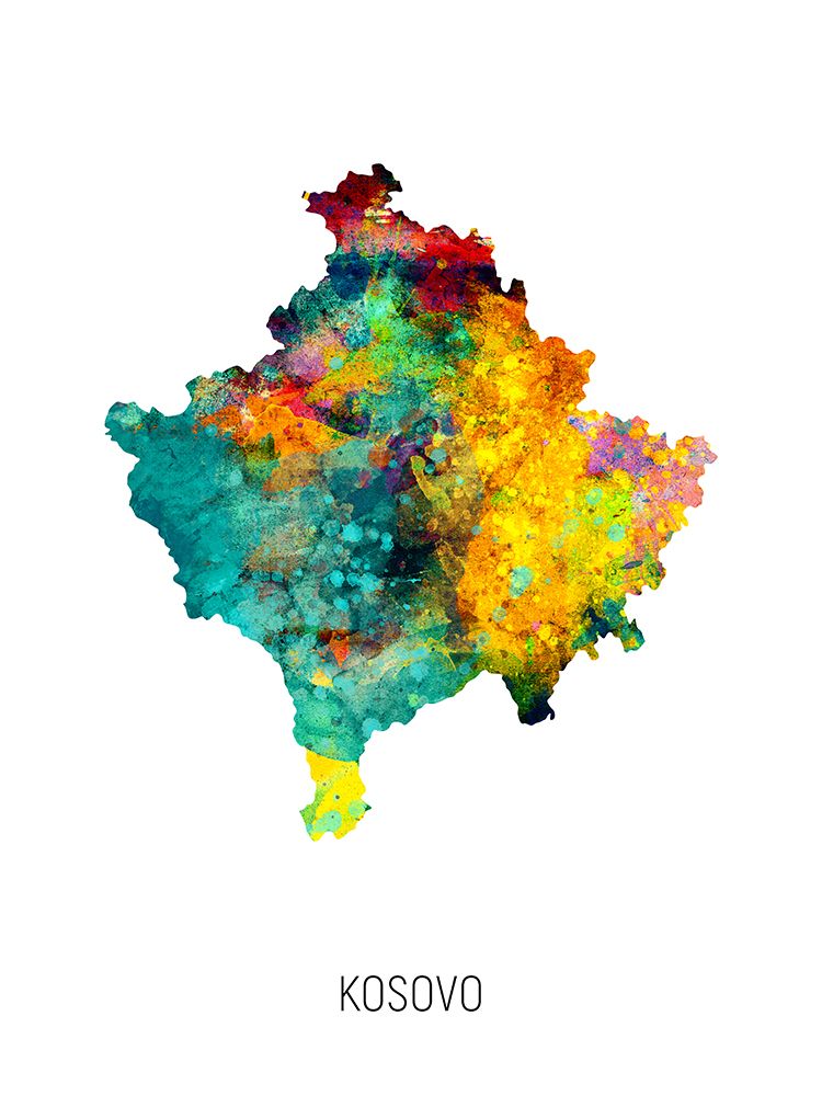 Kosovo Watercolor Map art print by Michael Tompsett for $57.95 CAD