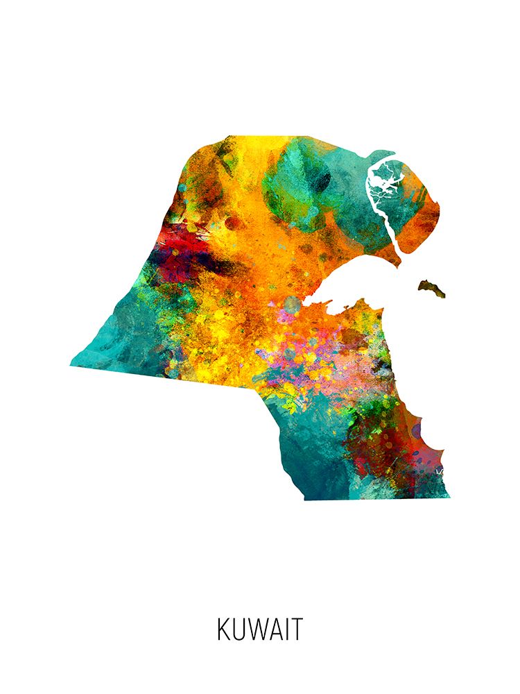 Kuwait Watercolor Map art print by Michael Tompsett for $57.95 CAD