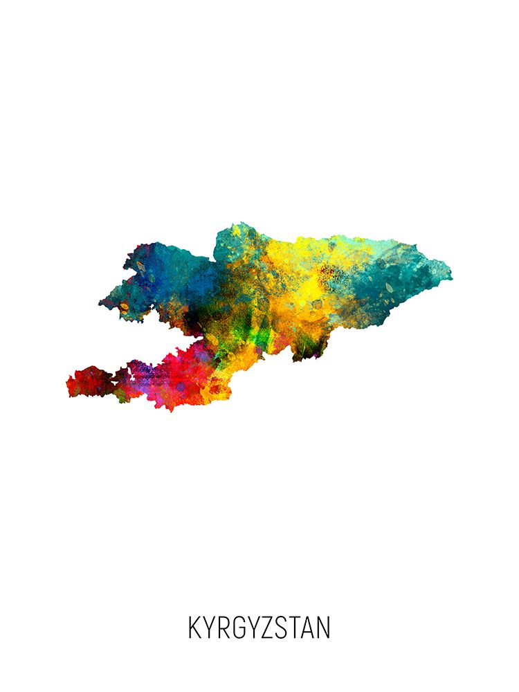 Kyrgyzstan Watercolor Map art print by Michael Tompsett for $57.95 CAD
