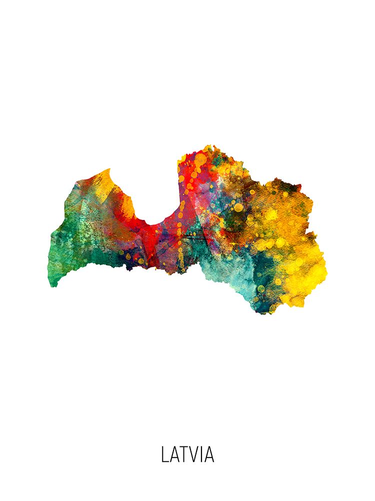 Latvia Watercolor Map art print by Michael Tompsett for $57.95 CAD