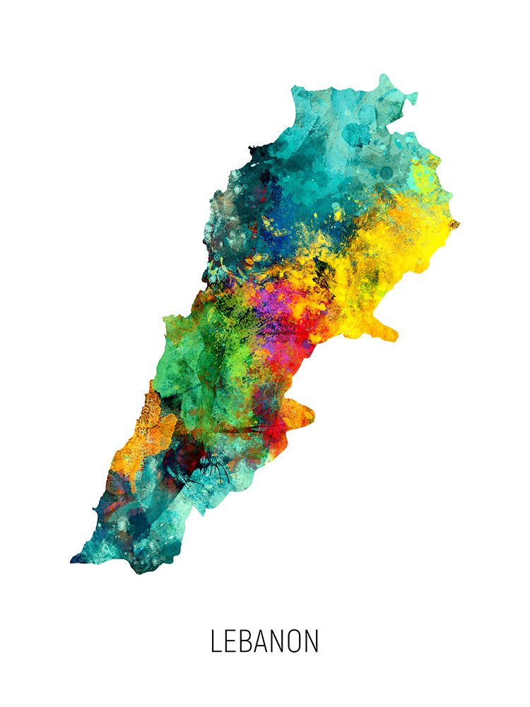Lebanon Watercolor Map art print by Michael Tompsett for $57.95 CAD