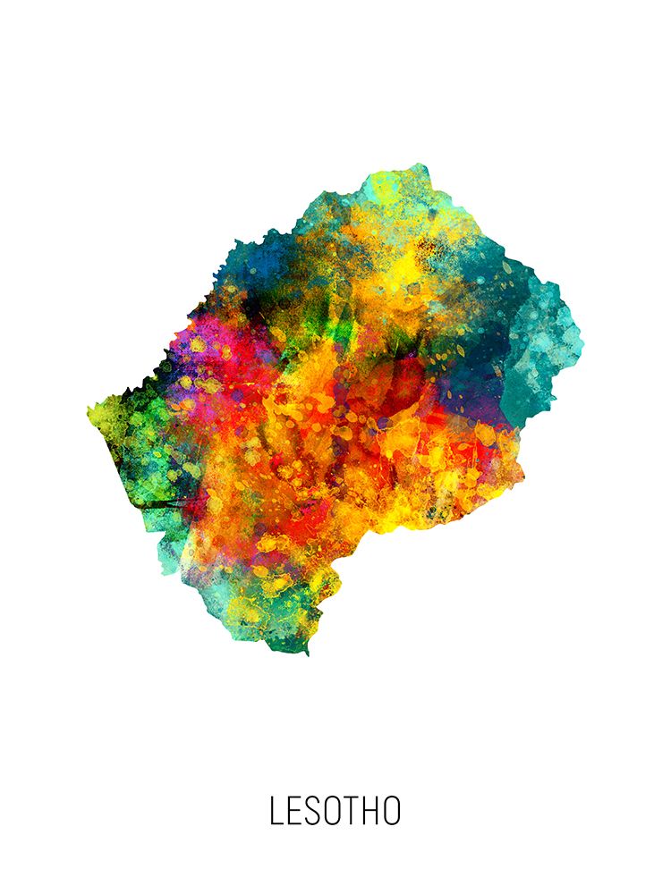 Lesotho Watercolor Map art print by Michael Tompsett for $57.95 CAD
