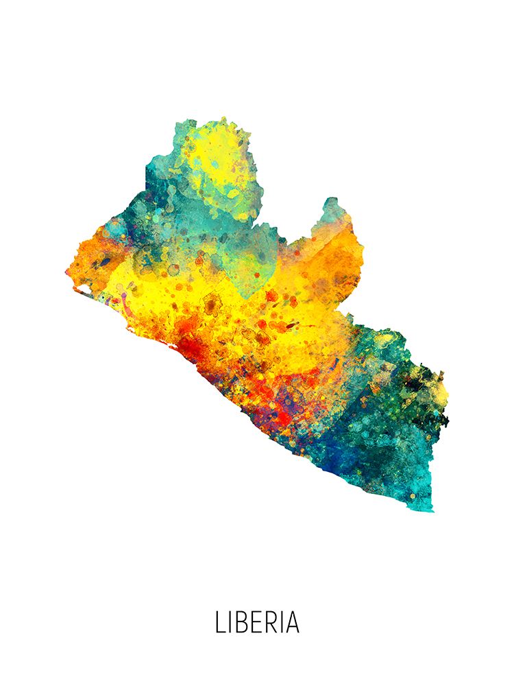 Liberia Watercolor Map art print by Michael Tompsett for $57.95 CAD