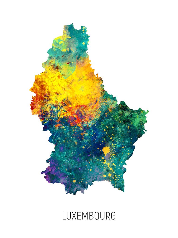 Luxembourg Watercolor Map art print by Michael Tompsett for $57.95 CAD