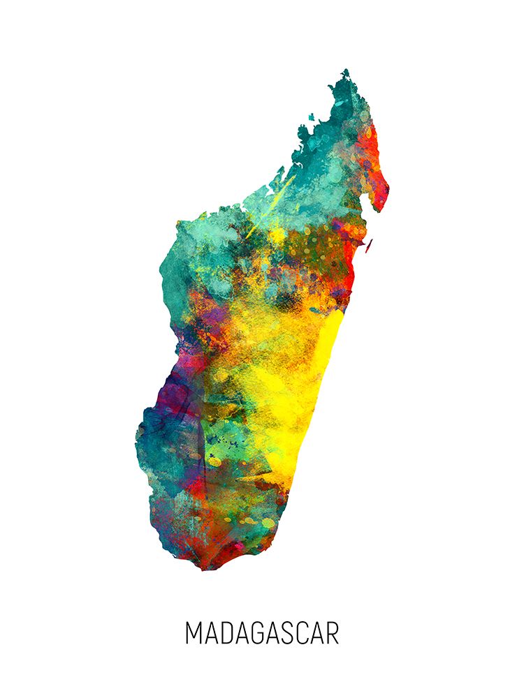 Madagascar Watercolor Map art print by Michael Tompsett for $57.95 CAD