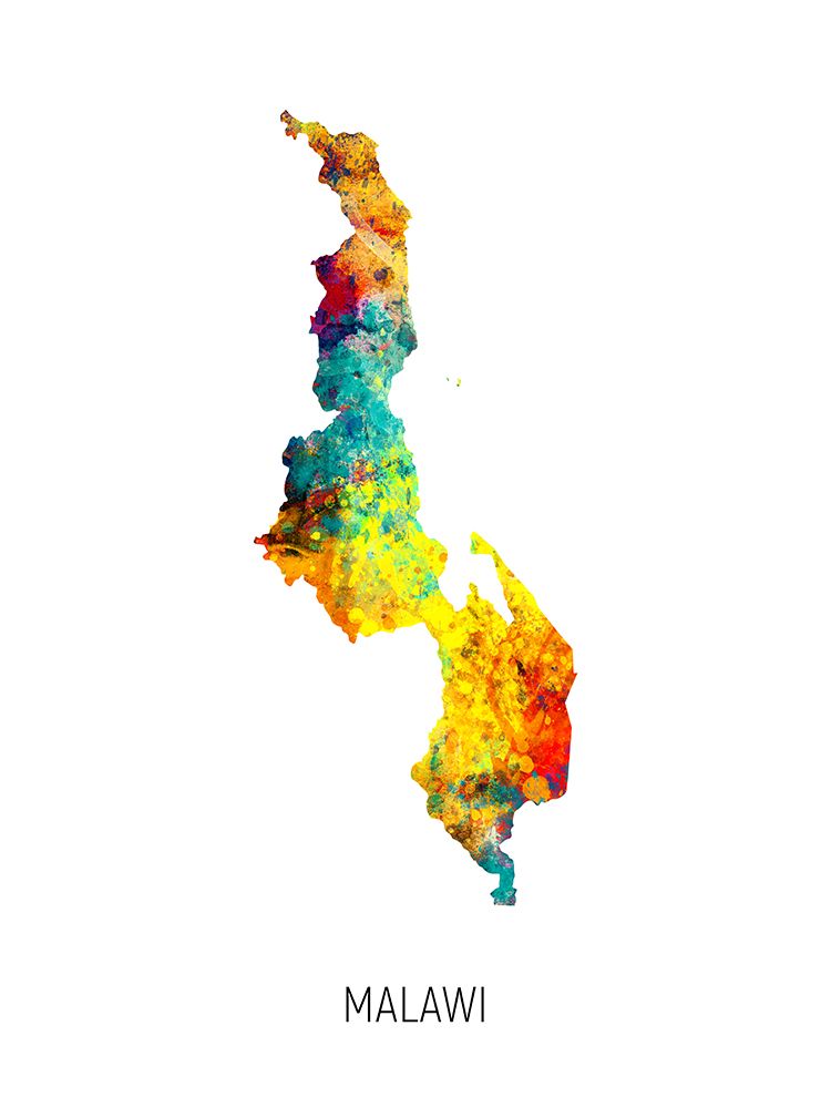 Malawi Watercolor Map art print by Michael Tompsett for $57.95 CAD