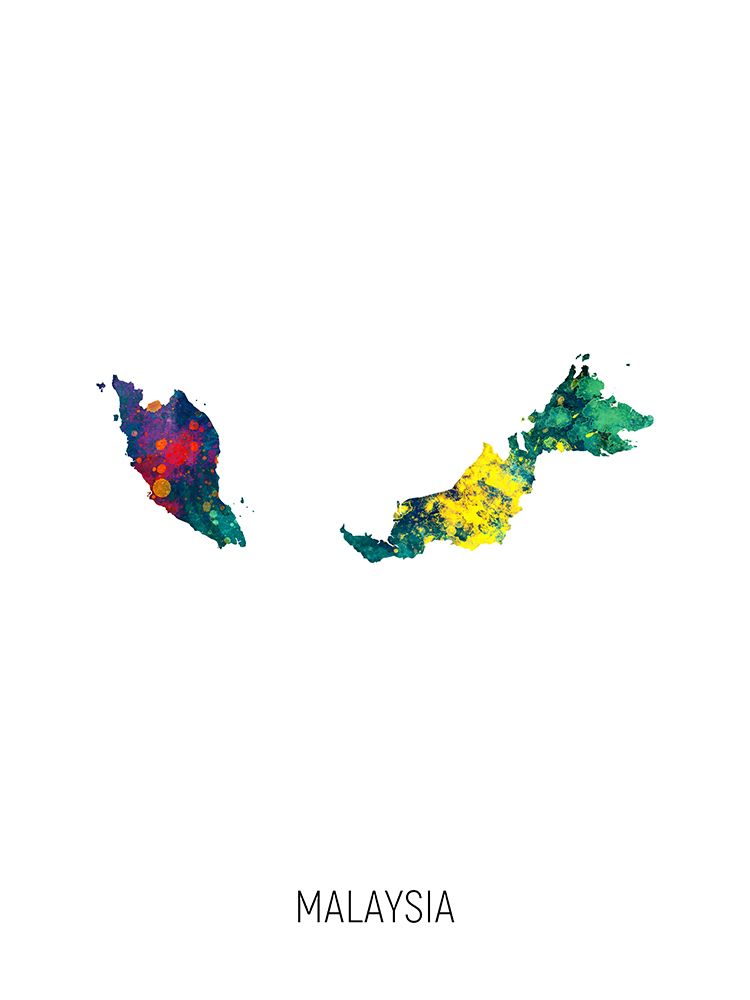 Malaysia Watercolor Map art print by Michael Tompsett for $57.95 CAD