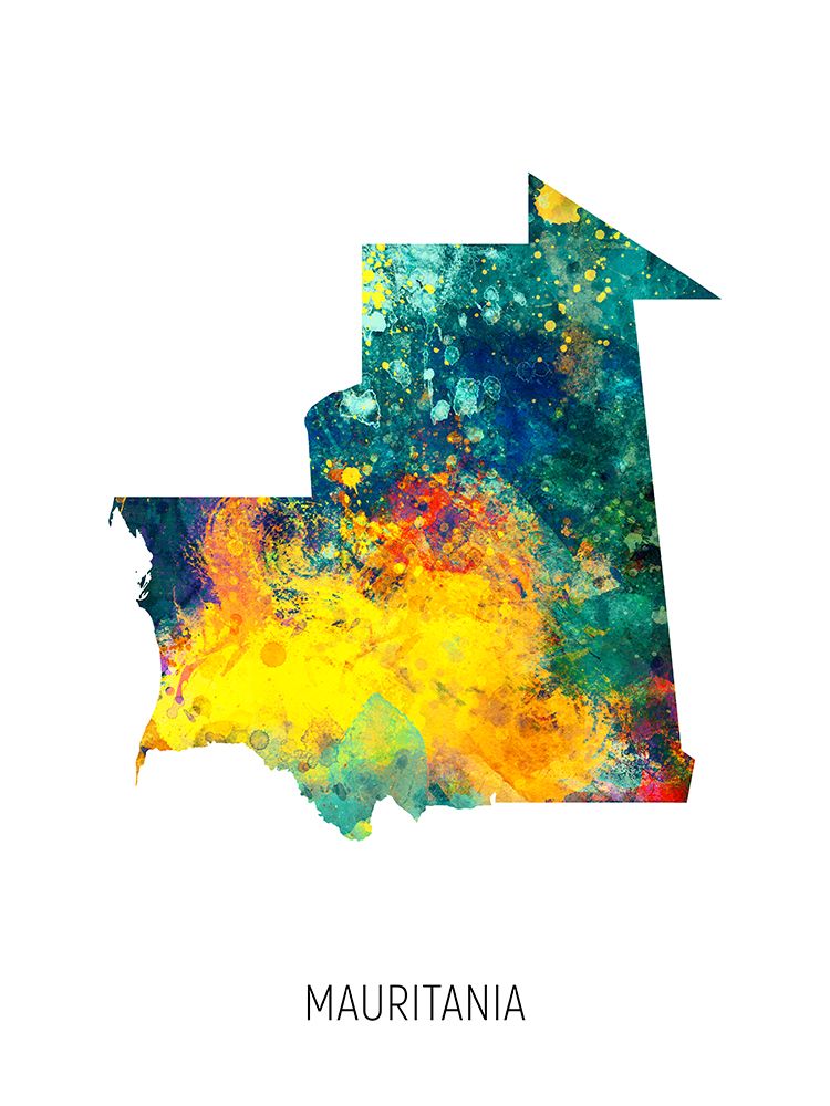 Mauritania Watercolor Map art print by Michael Tompsett for $57.95 CAD
