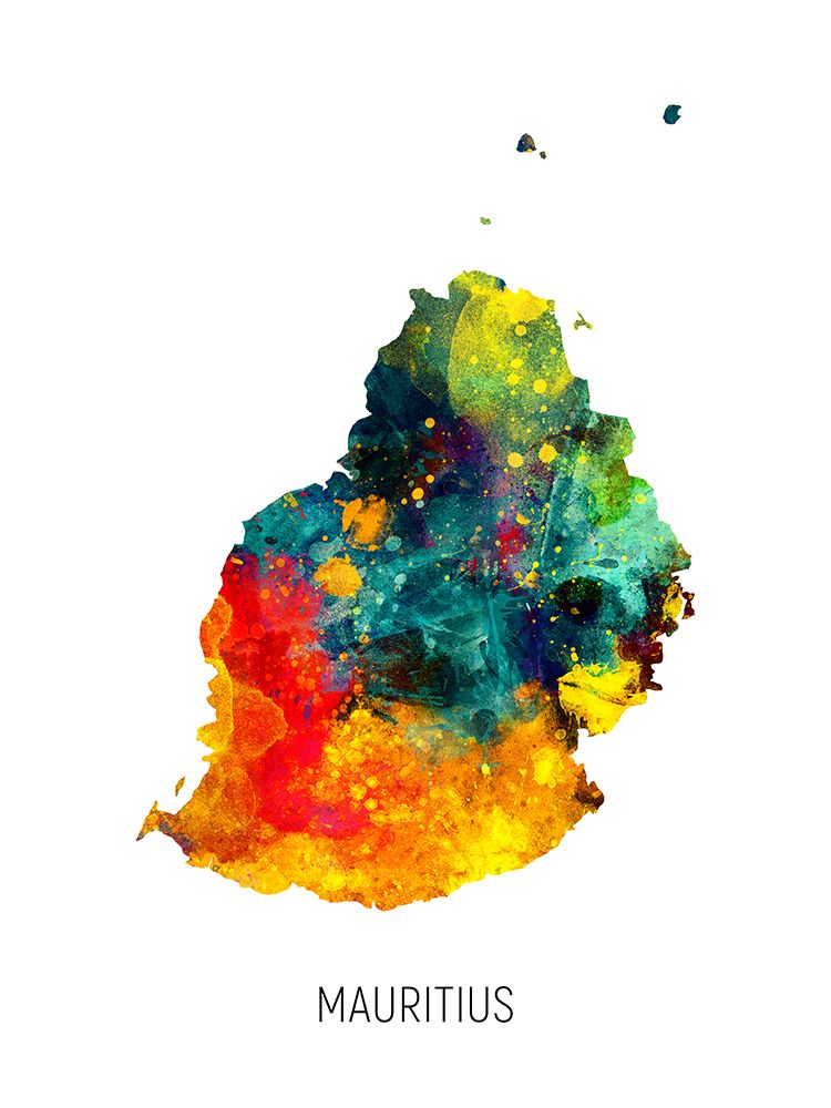 Mauritius Watercolor Map art print by Michael Tompsett for $57.95 CAD