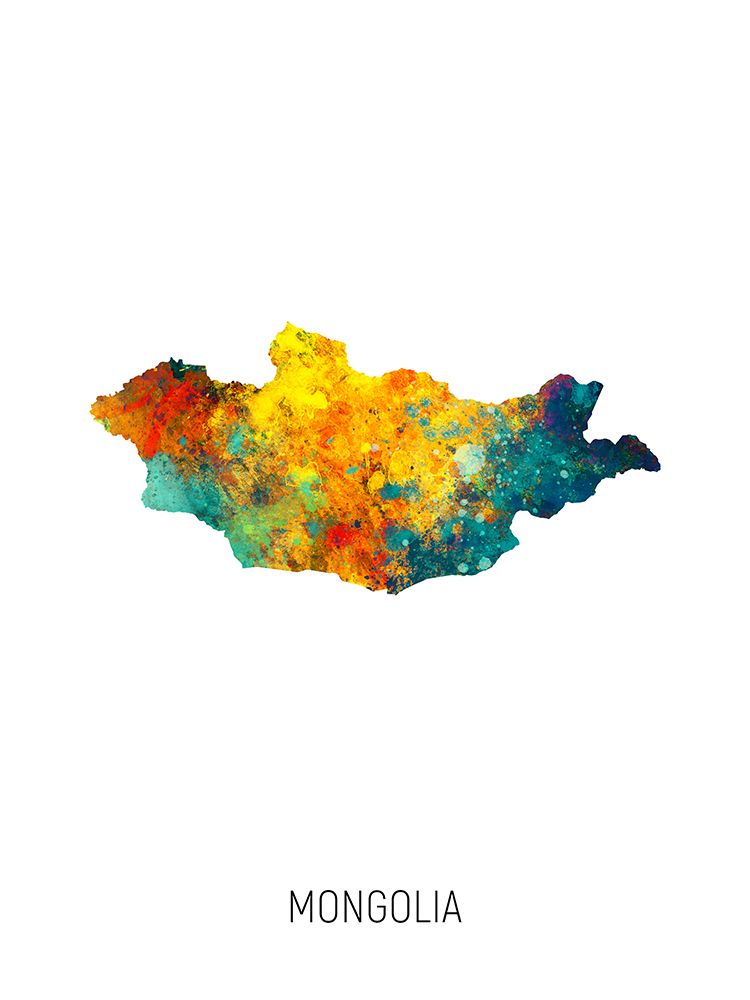 Mongolia Watercolor Map art print by Michael Tompsett for $57.95 CAD