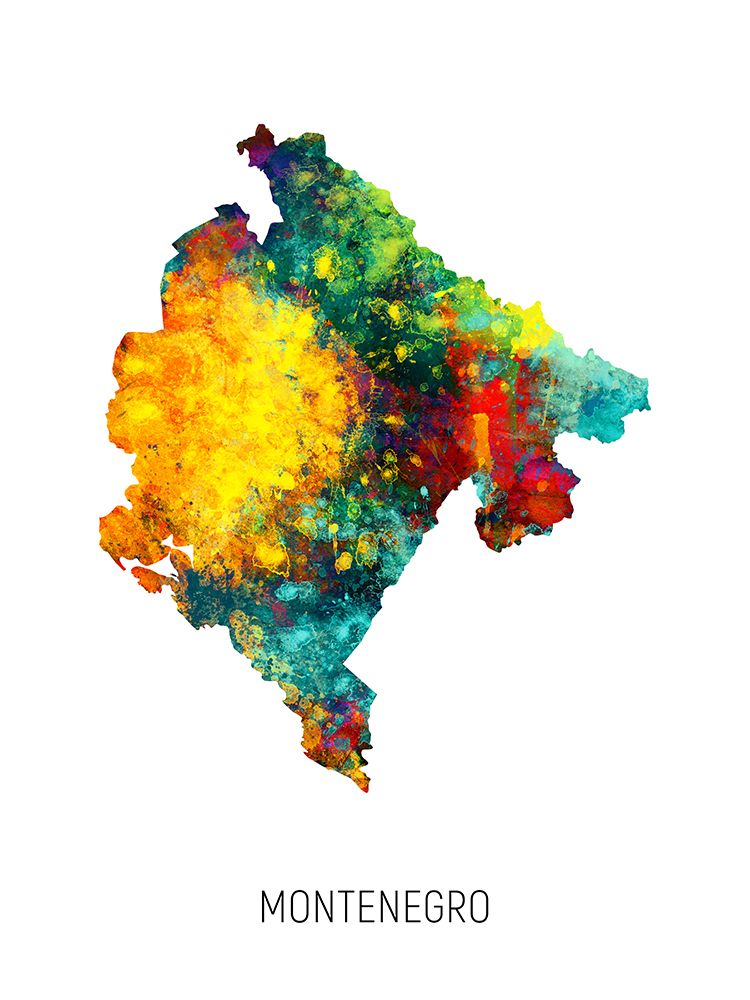 Montenegro Watercolor Map art print by Michael Tompsett for $57.95 CAD
