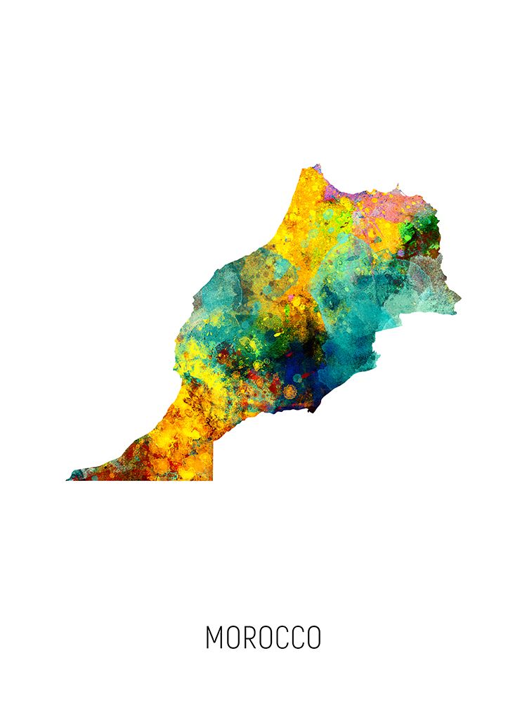Morocco Watercolor Map art print by Michael Tompsett for $57.95 CAD