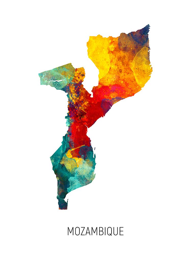 Mozambique Watercolor Map art print by Michael Tompsett for $57.95 CAD