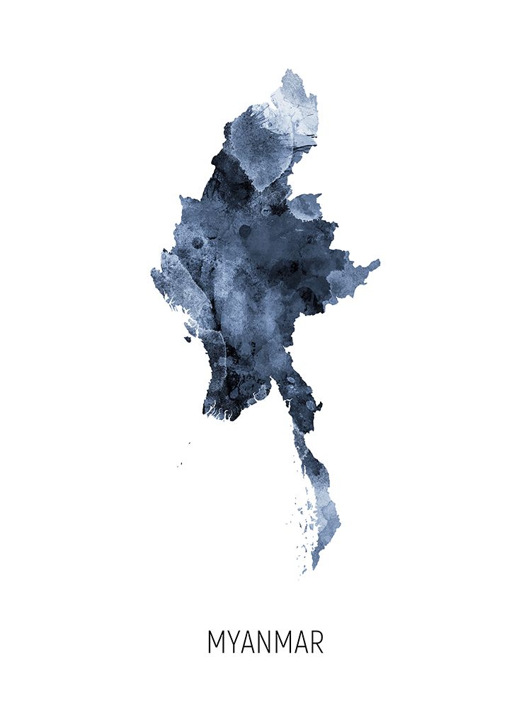 Myanmar Watercolor Map art print by Michael Tompsett for $57.95 CAD
