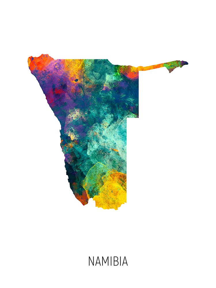 Namibia Watercolor Map art print by Michael Tompsett for $57.95 CAD
