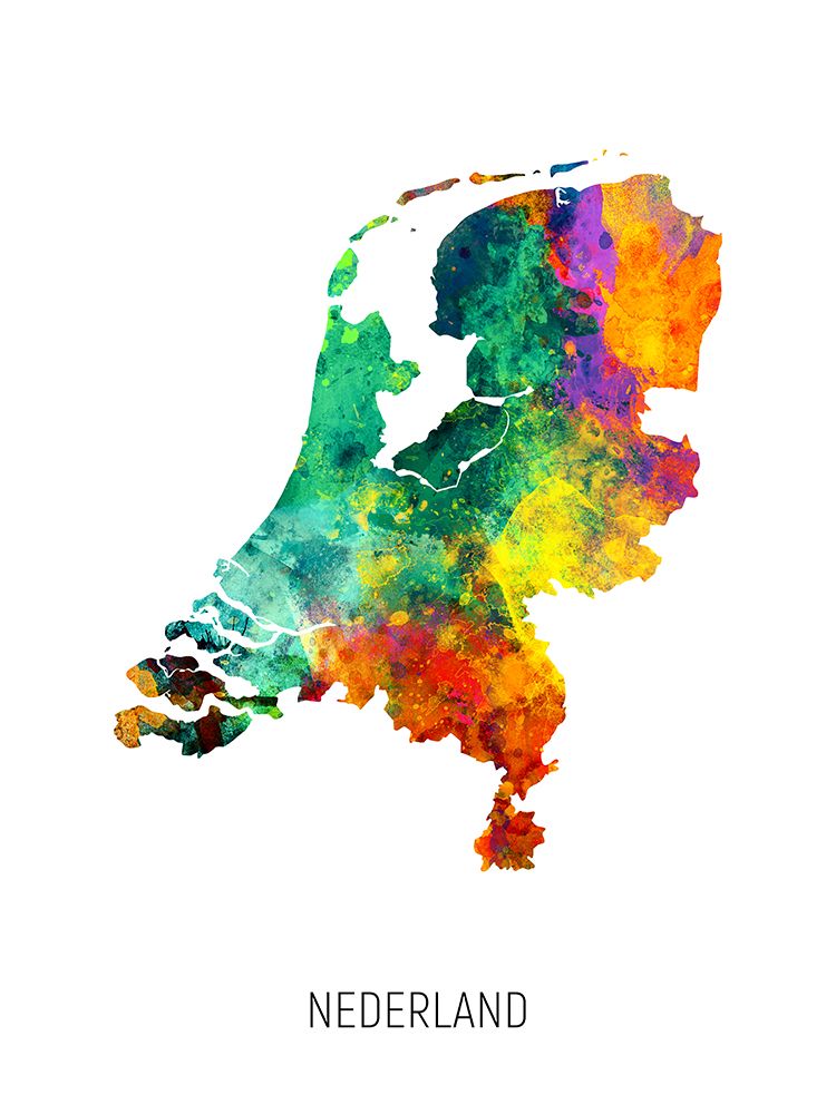 Nederland Watercolor Map art print by Michael Tompsett for $57.95 CAD